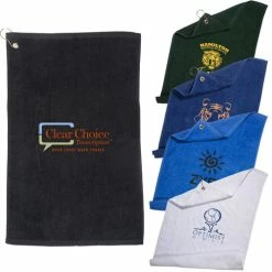 GOLF TOWEL WITH GROMMET AND HOOK (16" X 25")